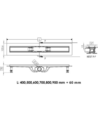 Душевой лоток Timo Smart Plus 80 SMP-PG80-LS40(DRY) с решеткой Сталь / под плитку