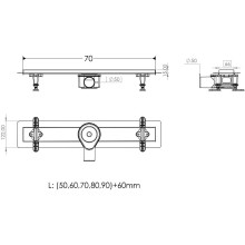 Душевой лоток Timo Premium 70 DP-PG70-RS50(DRY) с решеткой Сталь / под плитку