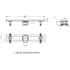 Душевой лоток Timo Premium 60 DP-PG60-RS50(DRY) с решеткой Сталь / под плитку