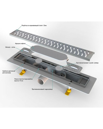 Душевой лоток Paini Harmony 450 CH450H с решеткой Хром