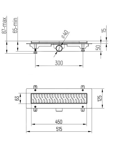 Душевой лоток Paini Harmony 450 CH450H с решеткой Хром