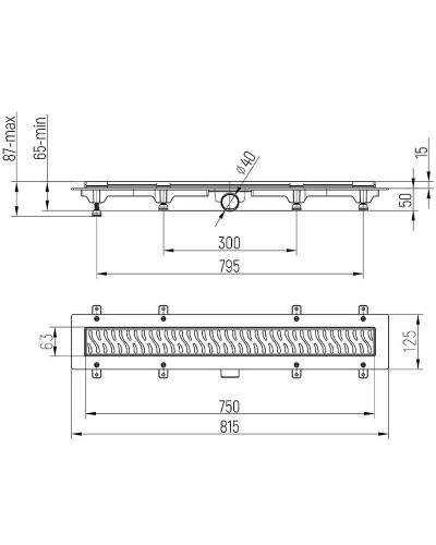 Душевой лоток Paini Harmony 750 CH750H с решеткой Хром