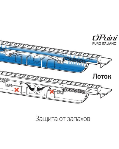 Душевой лоток Paini Medium 550 CH550M с решеткой Хром
