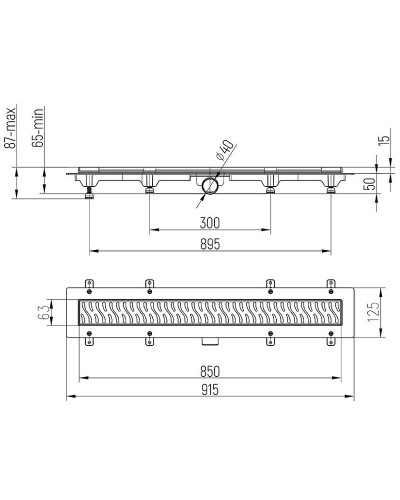 Душевой лоток Paini Harmony 850 CH850HN с решеткой Хром глянцевый