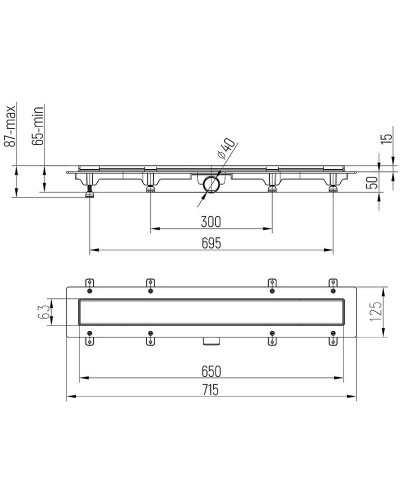 Душевой лоток Paini Klasik 650 CH650K с решеткой под плитку