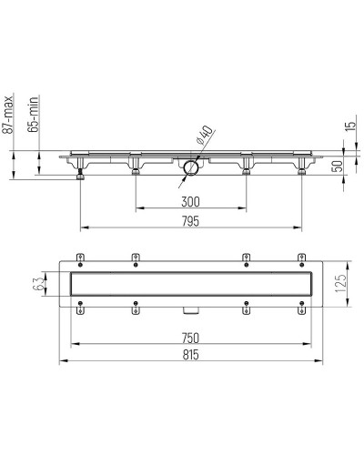 Душевой лоток Paini Klasik 750 CH750K с решеткой под плитку