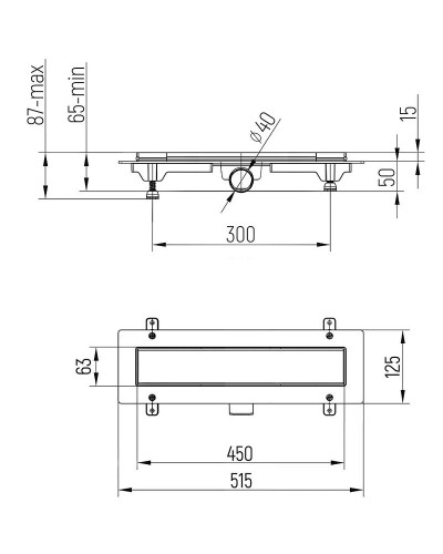 Душевой лоток Paini Klasik 450 CH450KN с решеткой под плитку