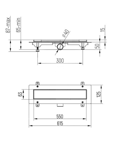 Душевой лоток Paini Klasik 550 CH550KN с решеткой под плитку