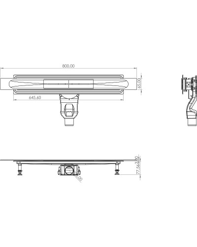 Душевой лоток Timo Premium 80 SP-80-S50R с решеткой Сталь