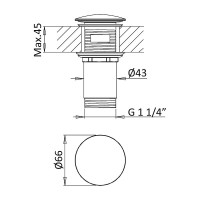 Донный клапан Cezares Czr CZR-B-SOC-01 click-clack Хром