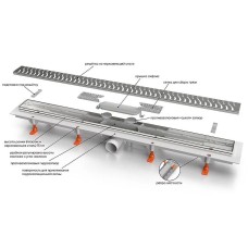 Душевой лоток Veconi Line 650 V650L с решеткой Хром глянцевый