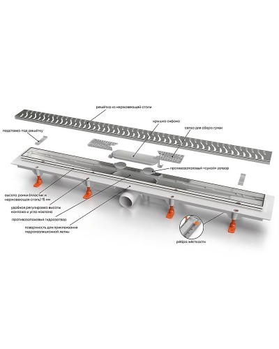 Душевой лоток Veconi Line B 550 V550LB с Черной матовой решеткой