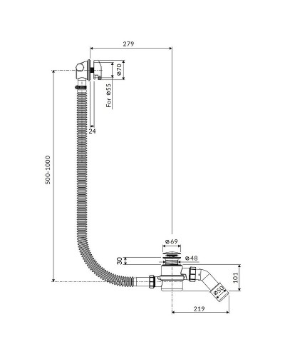 Слив-перелив Excellent Hover 60/80/100 ARIN.3410GL click-clack с наливом Золото
