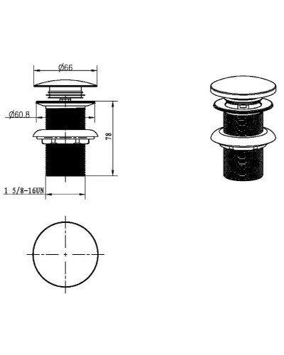Донный клапан Boheme 612/2-MW Click-Clack Белый матовый