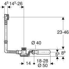 Слив-перелив для ванны Geberit 150.755.21.1 Хром глянцевый