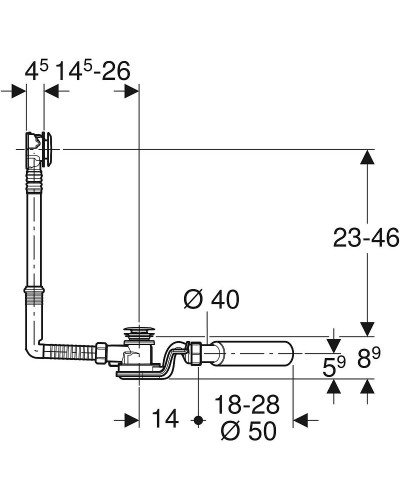 Слив-перелив для ванны Geberit 150.755.21.1 Хром глянцевый