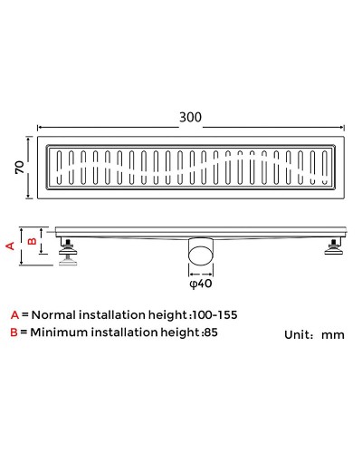 Душевой лоток Gappo G83007-3 с решеткой Сатин