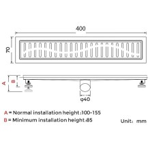 Душевой лоток Gappo G84007-3 с решеткой Сатин