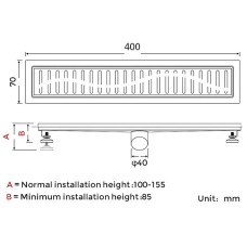 Душевой лоток Gappo G84007-3 с решеткой Сатин