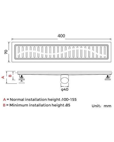 Душевой лоток Gappo G84007-3 с решеткой Сатин