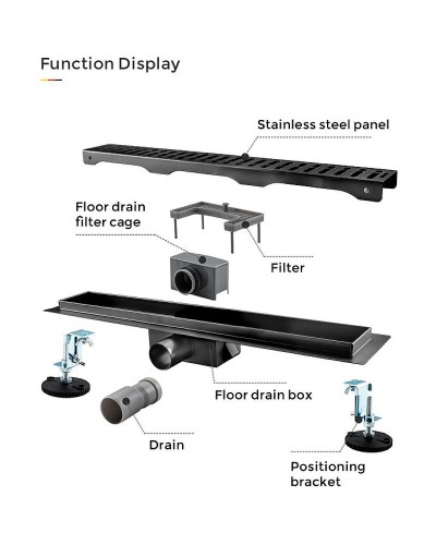 Душевой лоток Gappo G86007-39 с решеткой Оружейная сталь