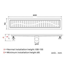 Душевой лоток Gappo G86007-39 с решеткой Оружейная сталь