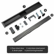 Душевой лоток Gappo G87007-39 с решеткой Оружейная сталь