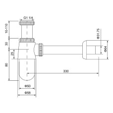 Сифон для раковины Timo 960/18L Черное золото