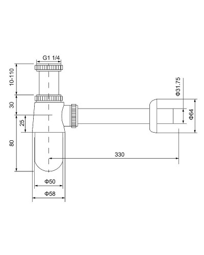 Сифон для раковины Timo 960/18L Черное золото