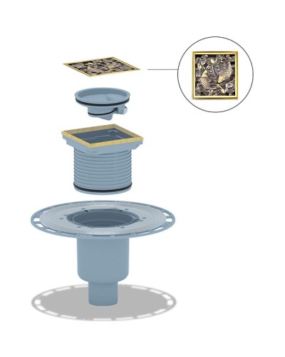 Душевой трап Bronze de Luxe Рыбы 21980-5902 с решеткой Бронза