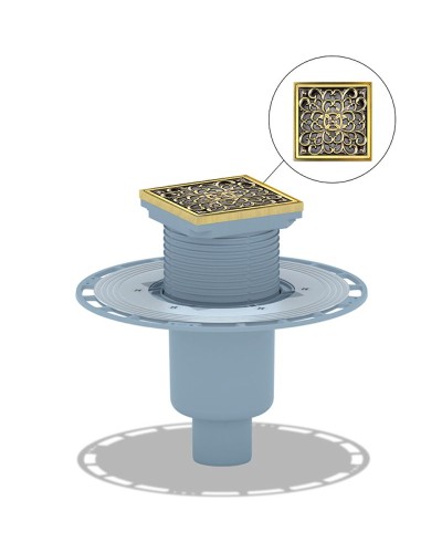 Душевой трап Bronze de Luxe Узоры 21962-5902 с решеткой Бронза