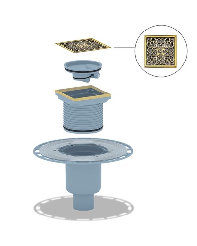 Душевой трап Bronze de Luxe Узоры 21962-5902 с решеткой Бронза