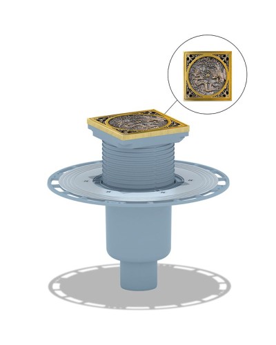 Душевой трап Bronze de Luxe Дракон 21986-5902 с решеткой Бронза