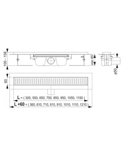 Душевой лоток Alcaplast APZ1S-1150 (APZ1-1150) без решетки