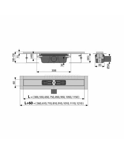 Душевой лоток Alcaplast APZ1S-1050 (APZ1-1050) без решетки