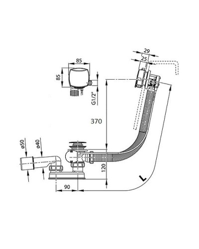 Слив-перелив Ravak X01438 полуавтомат с наливом Хром