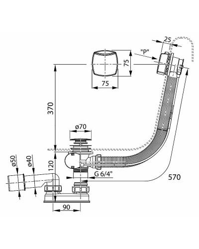 Слив-перелив Ravak X01507 полуавтомат Хром