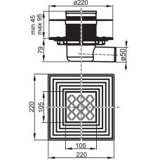 Душевой трап Ravak SN501 X01435 с решеткой Хром