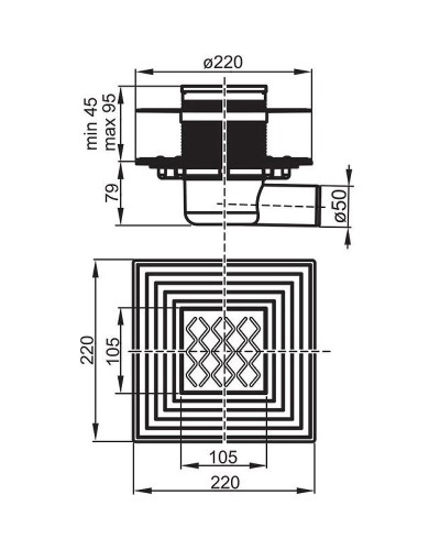 Душевой трап Ravak SN501 X01435 с решеткой Хром