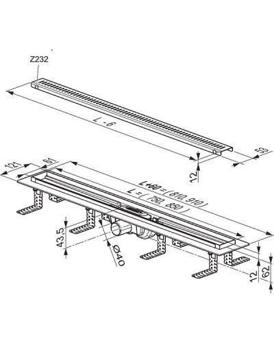 Душевой лоток Ravak Zebra 75 X01433 с решеткой Хром