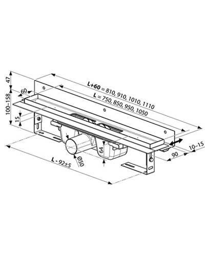 Душевой лоток Ravak Chrome OZW 85 X01627 с решеткой Хром