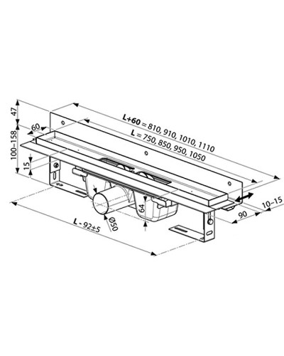 Душевой лоток Ravak Runway OZW 85 X01628 с решеткой Хром