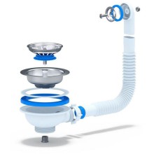 Сифон для кухонной мойки GranFest Ани Грот А1042SP Нержавеющая сталь