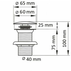 Донный клапан CeramaLux RD018 clik-clack Черный глянцевый