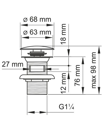 Донный клапан WasserKRAFT A024 click-clack Хром