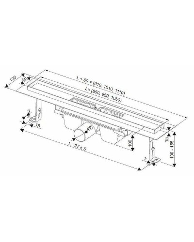 Душевой лоток Ravak Zebra OZ 105 X01393 с решеткой Хром
