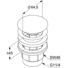 Донный клапан Kludi 1042639-00 click-clack Черный матовый