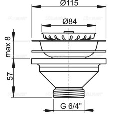 Выпуск для кухонной мойки Alcaplast A37 Нержавеющая сталь