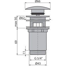 Донный клапан Alcaplast A392-G-P click-clack Золото глянец