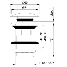 Донный клапан с переливом Jaquar ALD-CHR-729